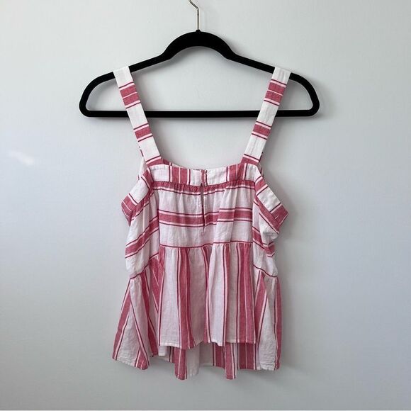 Ann Taylor loft red and white striped peplum sleeveless blouse - Picture 4 of 8